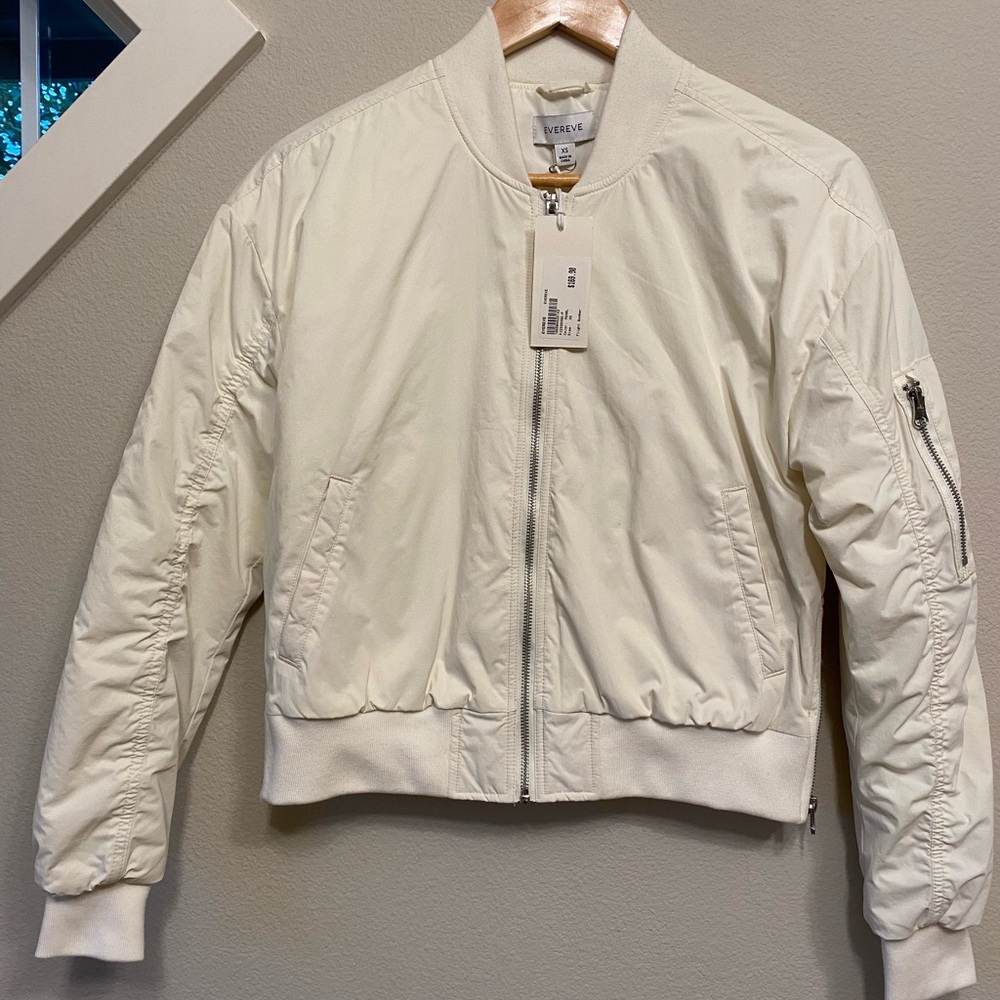 Evereve Flight Bomber Jacket in Pearl Size XS NWT